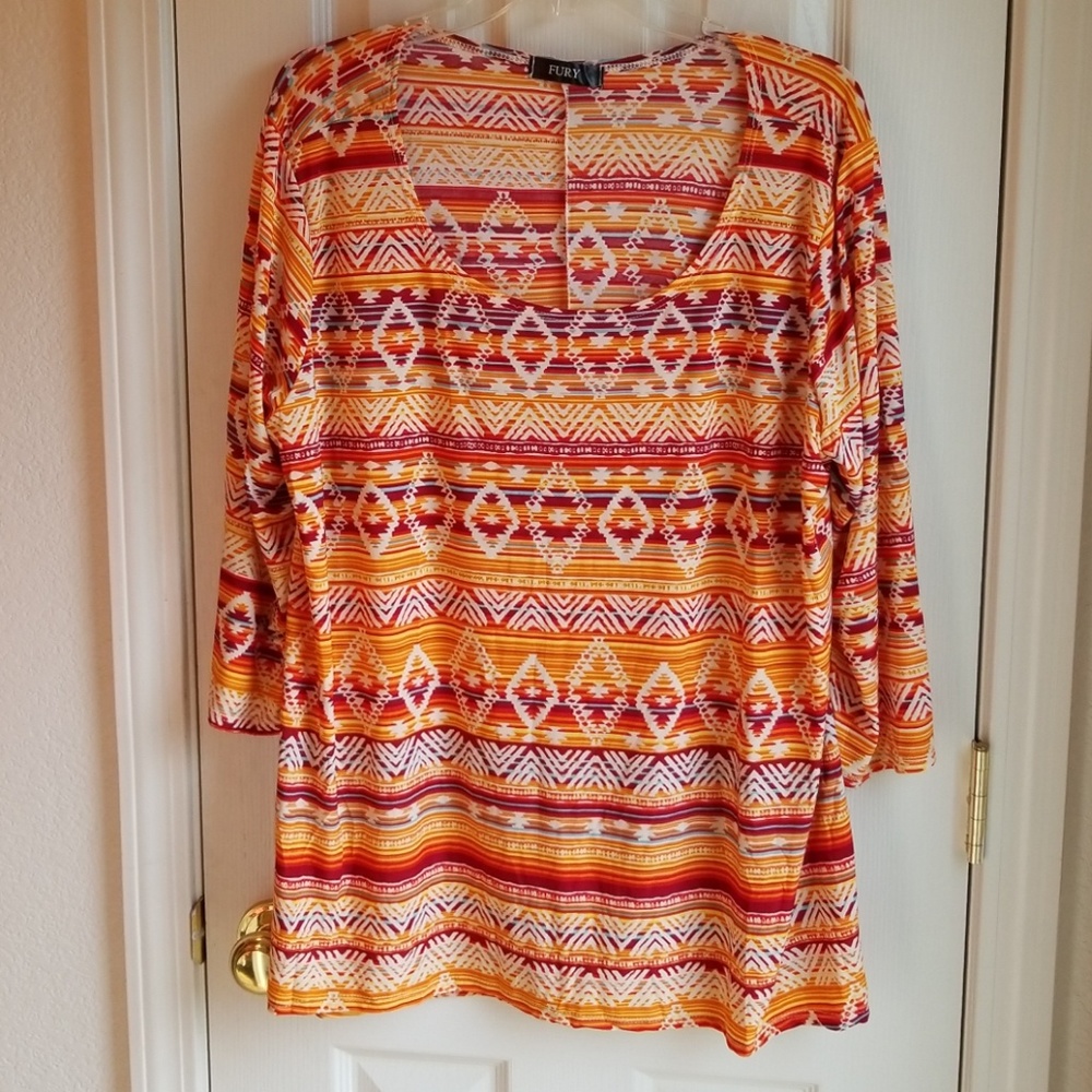 NWT FURY ORANGE, RED, YELLOW PULLOVER